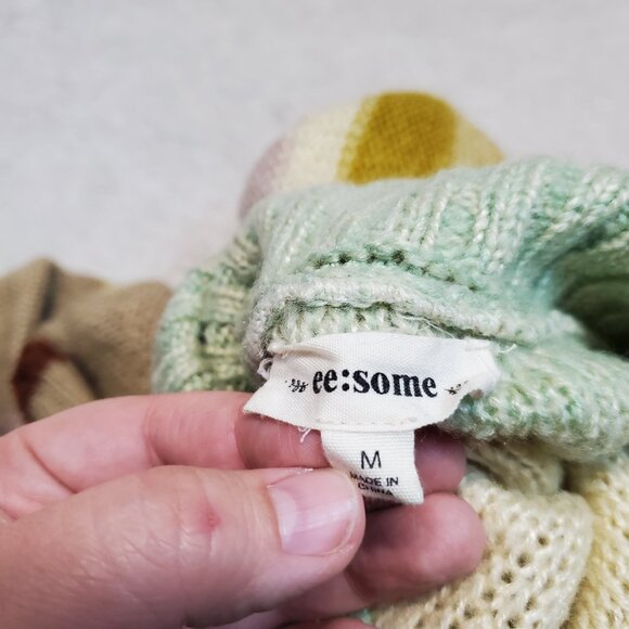 Anthropologie Ee:Some Metallic Turtleneck Fairy Bohemian Cropped Knit Sweater M - Picture 9 of 9